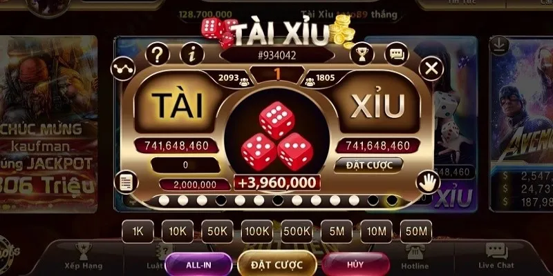 Giao dien game tai xiu de nhin
